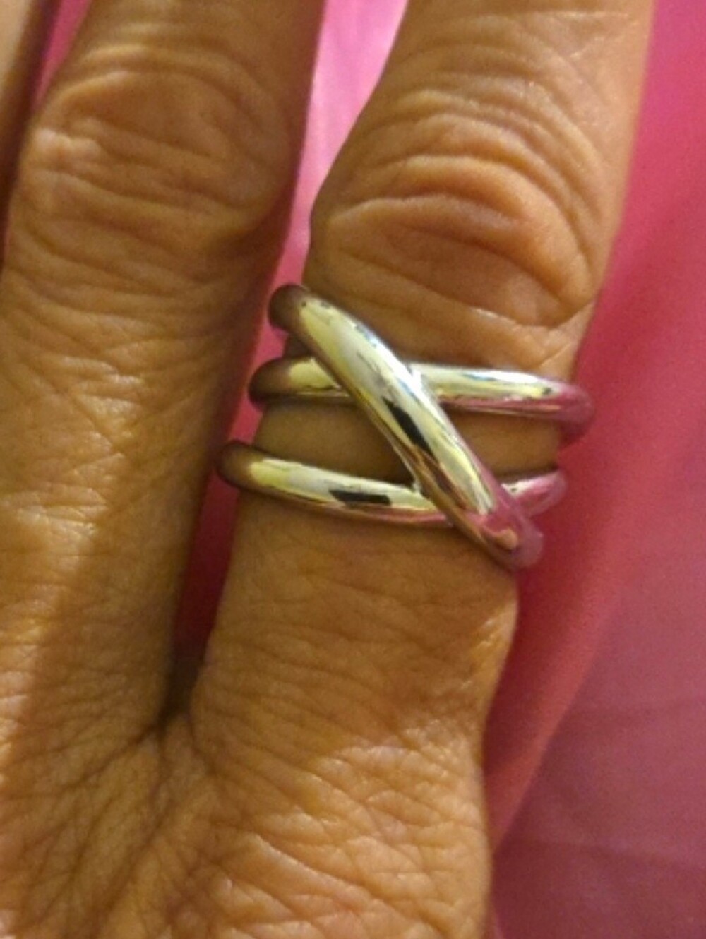 New!Classic 925 Silver Crossover Ring - Women's Polished Band